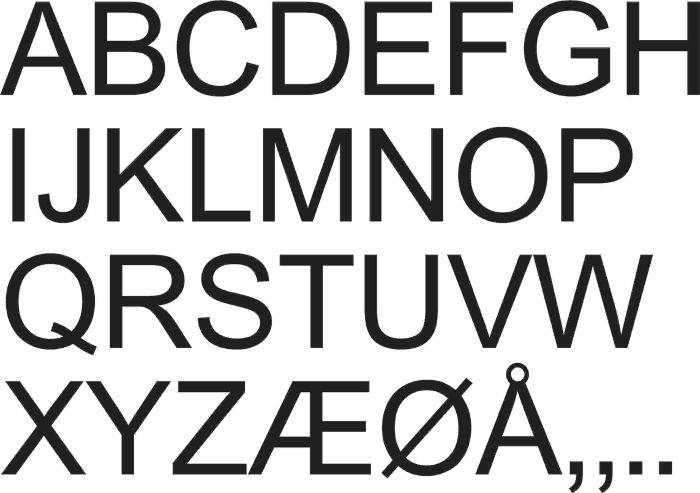 Arial, A4 ark, ca. 40 mm.